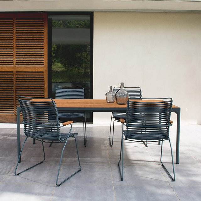 Houe Gartensitzgarnitur Set mit 4 Sesseln Click und FOUR Gartentisch aus Bambus und Aluminium in Dark Grey, B/T/H: 160 x 90 cm - Bild 1