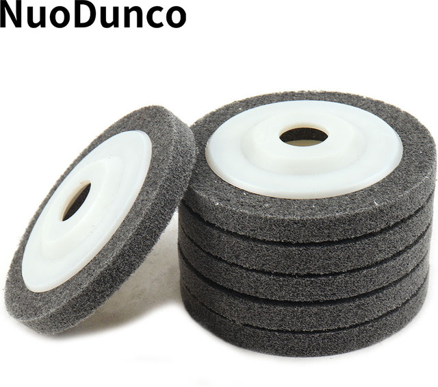 NuoDunco Nylonfaser Polierscheibe in Grau für Winkelschleifer zur Metall- und Holzbearbeitung sowie Glasreinigung, Durchmesser: 115 mm bis 125 mm - Bild 1