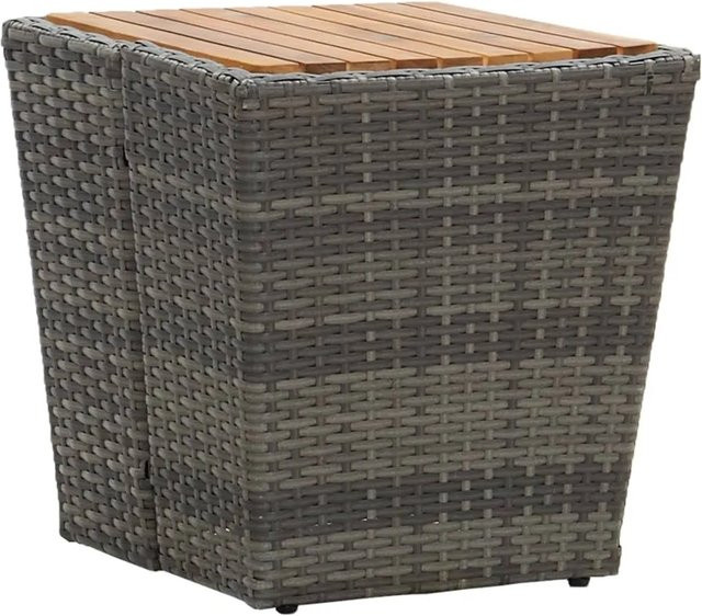 vidaXL Beistelltisch aus Poly-Rattan und Massivholz Akazie in Grau, B/T/H: 41,5 x 41,5 x 43 cm - Bild 1