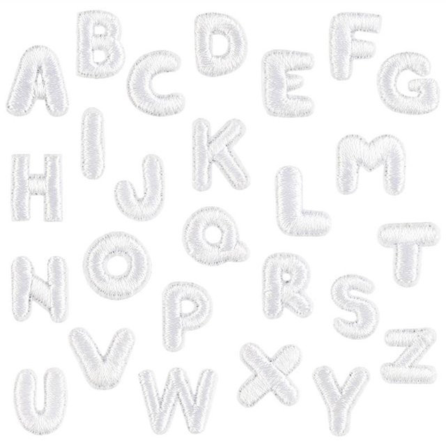 Binchi Outdoor Product 26 Stück Mini Buchstaben-Aufnäher aus Polyester, Weiß, Höhe: 1 cm - Bild 1