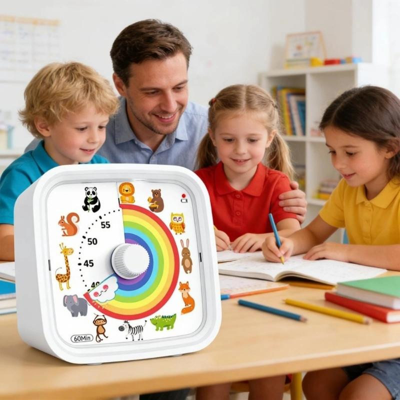 Three Body Visueller Timer mit Regenbogen-Scheibe für Kinder und Erwachsene, 60-Minuten-Countdown in Blau und Multicolour - Bild 4