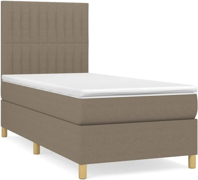 vidaXL Boxspringbett Hybrid mit Matratze Taupe B/T/H: 90 x 190 x 128 cm - Bild 1