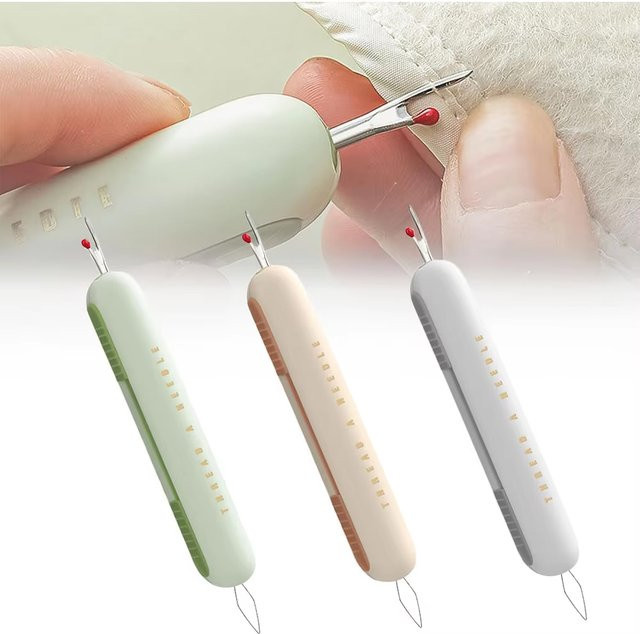 OZXHIXU 2-in-1 Nadel-Einfädler und Nahttrenner als Doppelendiger Stichentferner für das Nähen und Stricken aus Kunststoff - Bild 1