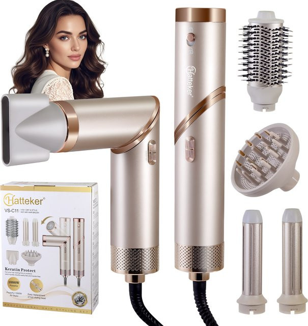 Hatteker 4-in-1 Haarstyling-Werkzeug, Haartrockner, Lockenstab, Bürste - Bild 1