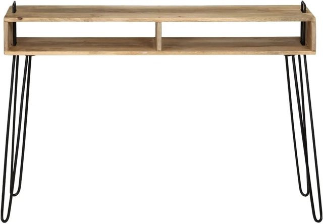vidaXL Konsolentisch aus Mangoholz und Stahl in Braun im Industrie-Stil, B/T/H: 115 x 35 x 76 cm - Bild 1