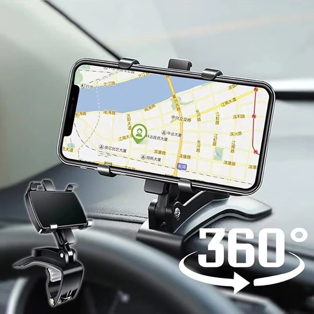 Universelle Auto Handy Halterung für Dashboard mit 360-Grad-Drehung in Schwarz für iPhone, Xiaomi und Samsung zur GPS Navigation - Bild 1