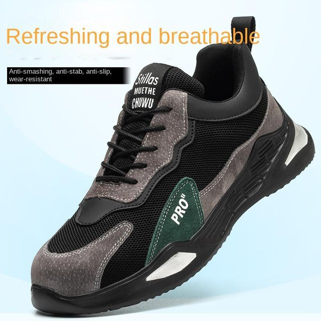 Avant-garde Arbeitsschutzschuhe aus Leder für Herren in Schwarz, Größe 46, atmungsaktiv und stoßfest mit Stahlkappe - Bild 1