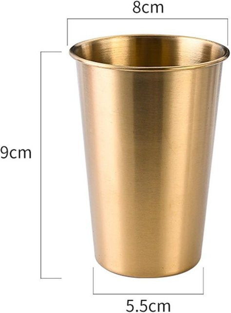 Bier Pokal Tasse von Delevin aus Edelstahl in Gold und Silber, Volumen: 240-500 ml, Höhe: 8-12 cm - Bild 1
