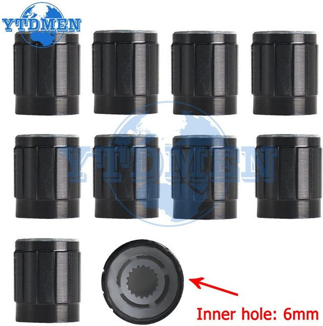 YTDMEN Potentiometer-Knopfkappen aus Aluminium, gerändelte Welle, Schwarz, Durchmesser: 15 mm, Höhe: 17 mm - Bild 1