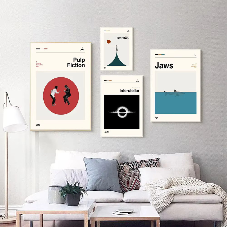 FajerminArt Mid Century Art Prints Interstellares Raumschiff Retro Poster als Leinwandgemälde Abstraktes Wandbild in Mehrfarbig - Bild 2