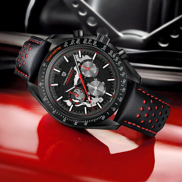 PAGANI DESIGN Chronograph, Quarzuhr, Edelstahl, Saphirglas, Lederarmband, Herren - Bild 1