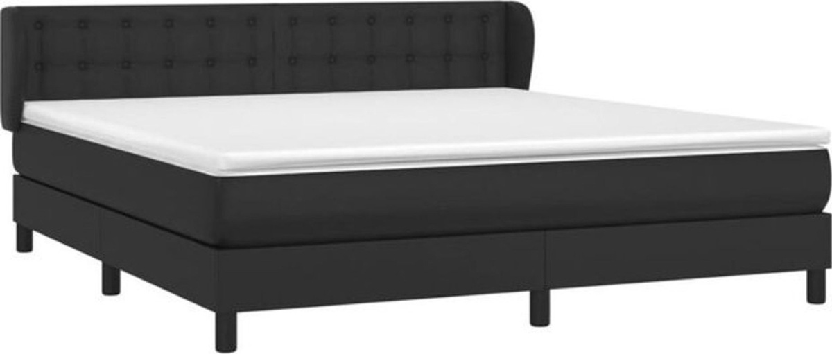 vidaxl Boxspringbett mit Matratze in Schwarz aus Kunstleder, B/T/H: 180 x 200 cm - Bild 1