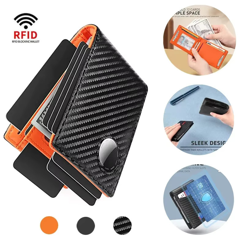 Apple AirTag Kreditkartenetui für Herren mit RFID-Schutz aus Karbonfaser in Schwarz - Bild 6