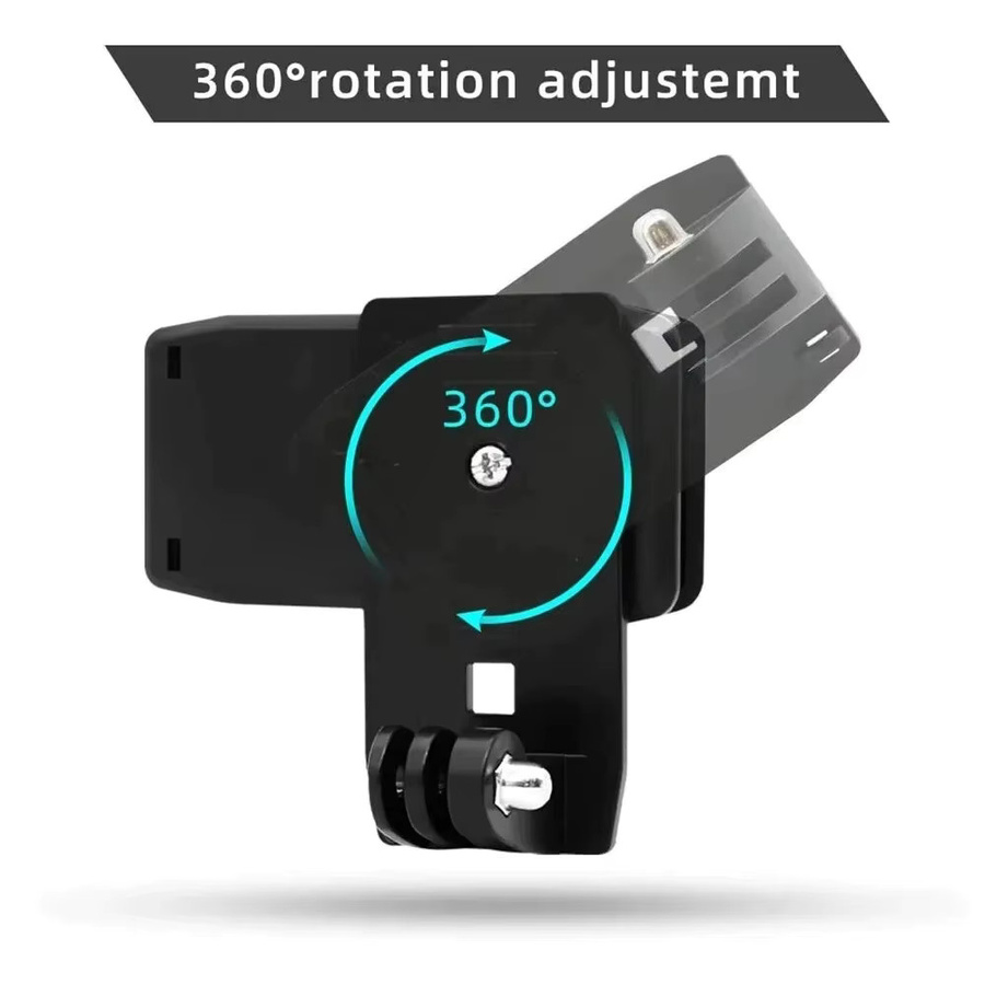 360 Grad Rotations Rucksack Gurt Halterung mit Clip für GoPro Hero 11 12 13, DJI Osmo Action 5 Pro 4 und Insta360, Schwarz - Bild 2