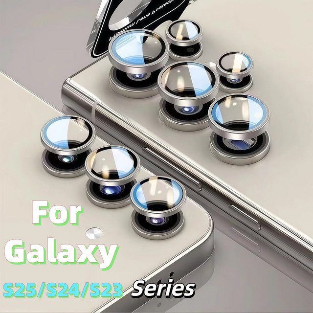 Samsung Kamera Objektiv Schutz aus gehärtetem Glas für Galaxy S25 S24 S23 S22 Ultra Plus in Transparent und Grau - Bild 1