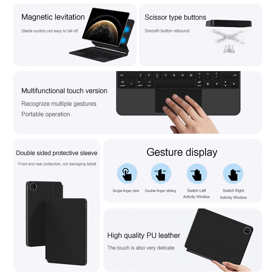 Huawei Magic Keyboard für MatePad Pro 13.2 in Schwarz mit Beleuchtung, Touchpad und schwebendem Design - Bild 4