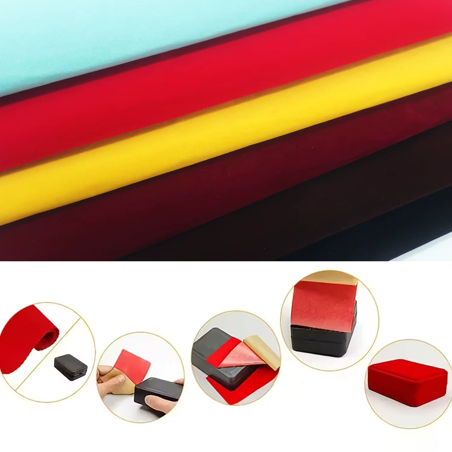 Selbstklebender beflockter Samtstoff in Mehrfarbig und Rot für DIY-Handwerk, Schmuck, Schubladen und Autodekoration, Breite: 45 cm, Länge: 100 cm - Bild 5