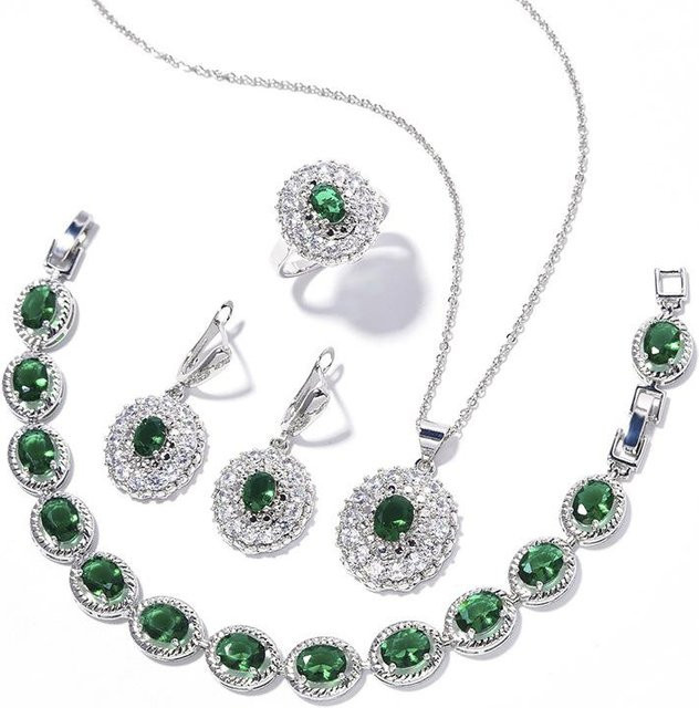 YIRAN Schmuckset, Kupfer, Zirkonia, Silber, Damen - Bild 1