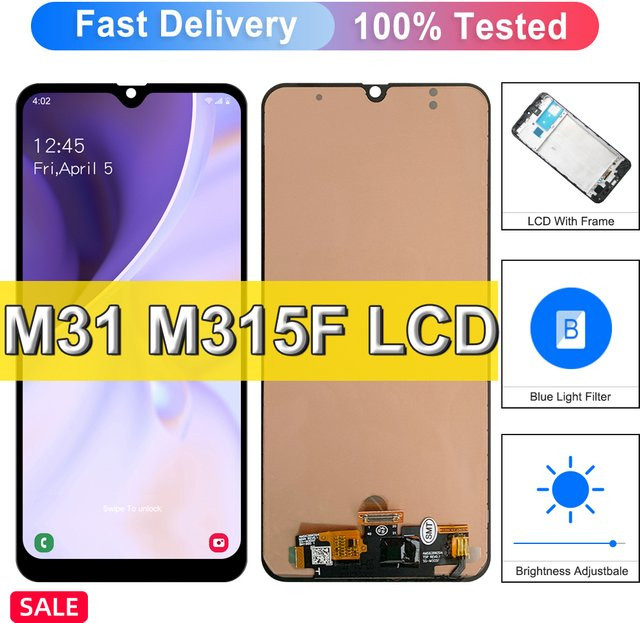 Samsung Galaxy M31 AMOLED LCD Display Touchscreen mit Rahmen in Schwarz für SM-M315F/DS Ersatzteil - Bild 1