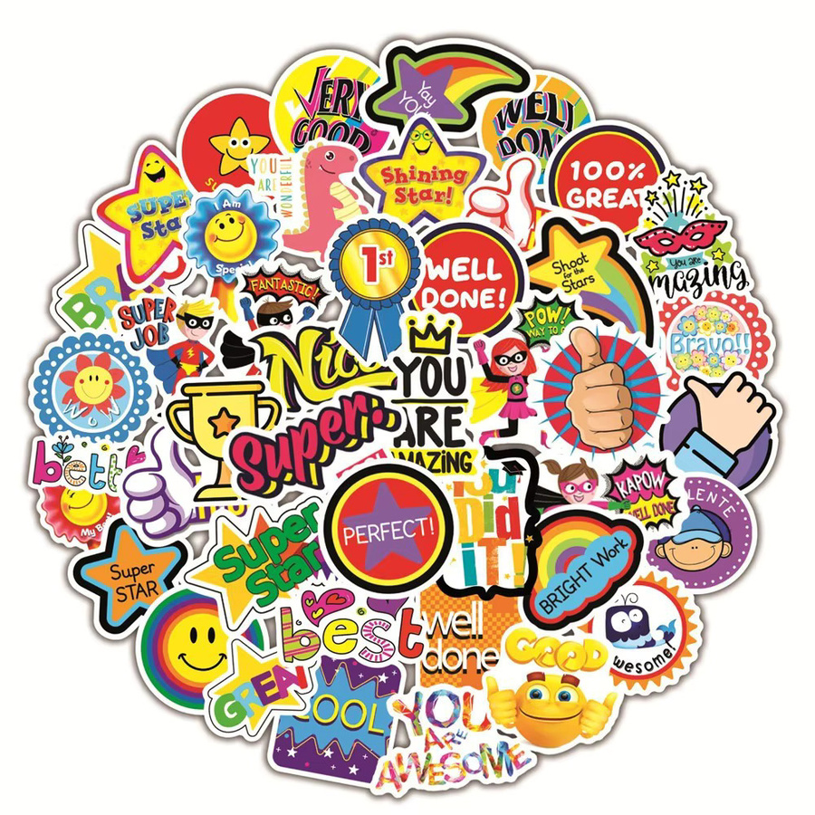 50-teiliges Set wasserfeste Cartoon-Graffiti-Aufkleber für Kinder zur DIY-Dekoration von Notizbüchern und Laptops von Anime Worlds Store in Multicolour - Bild 2
