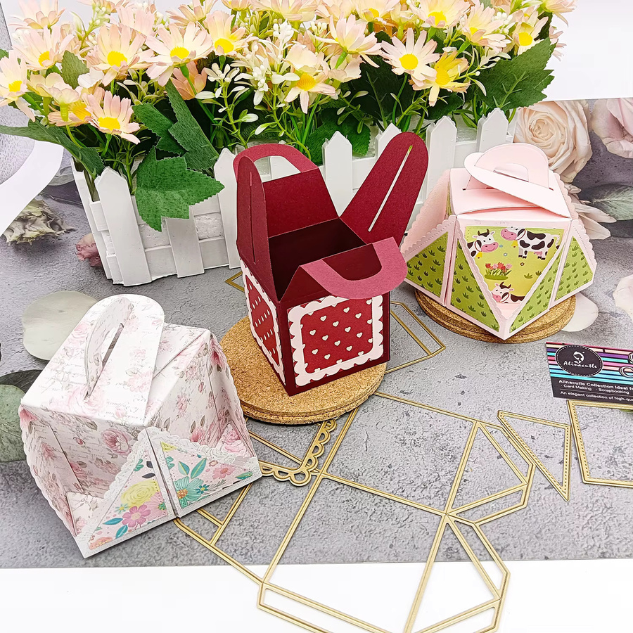Alinacutle Geschenkbox mit Griff aus Metall in Gold für DIY Papierhandwerk und Geschenkverpackungen - Bild 2