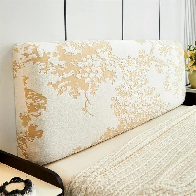 Yiran Bag Luxus-Jacquard-Kopfteilbezug in Beige, Stretch-Bettkopfteil-Überwurf, Breite: 120 cm, Höhe: 50-60 cm - Bild 1