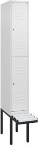 C+P Doppelstock-Spind Classic PLUS Sitzbank mit 1 Abteil und Zylinderschloss, Farbe: Grau, B/T/H: 212,0 x 30,0 x 81,5 cm - Bild 1