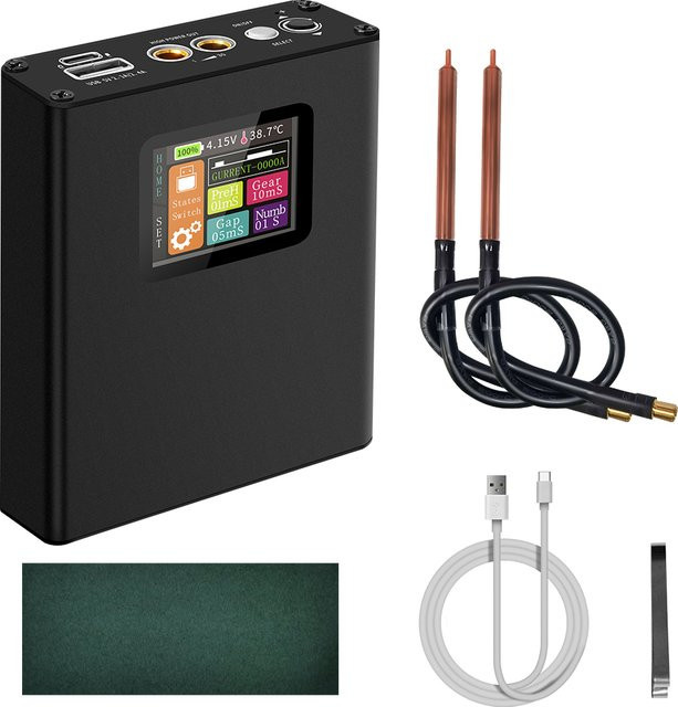 Tragbares Mini-Punktschweißgerät mit 30 Stufen und Schnellladefunktion für Batterien, Schwarz-Rot - Bild 1