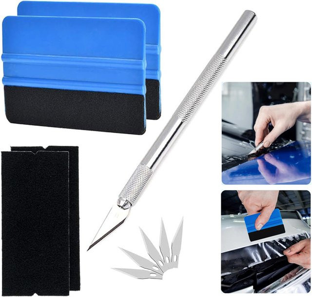 NeoWrap Vinyl Wrap Installations-Kit in Blau mit Rakel für Folien, Fensterbeschichtung und Tapeten-Anwendungen - Bild 1