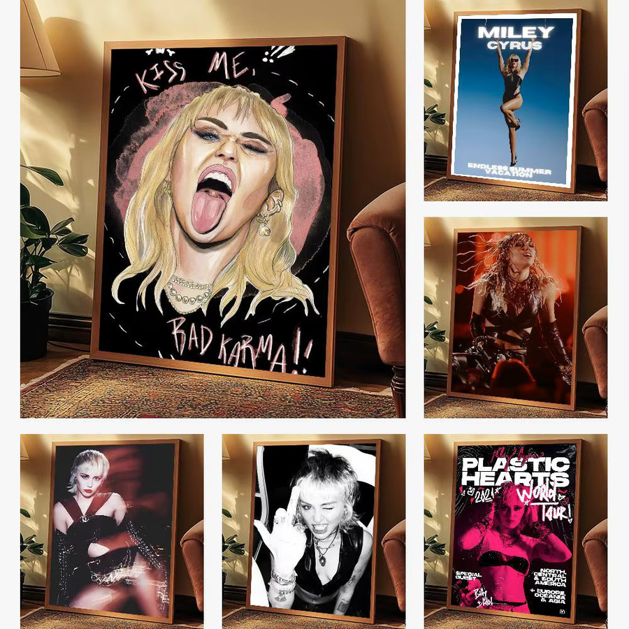 D-Diva Miley Cyrus Blumen Poster Selbstklebender Wasserdichter Wandaufkleber mit floralem Design in Multicolour, B/H: 20 x 20 cm - Bild 1