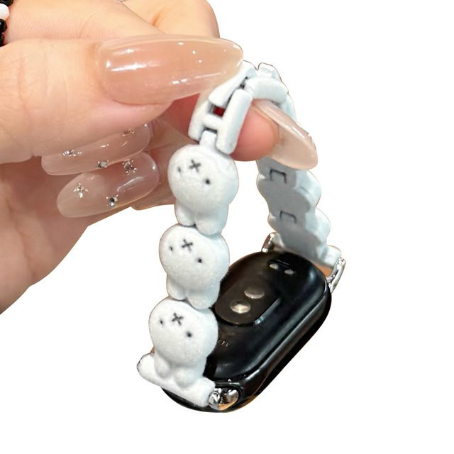 Hujerl Uhrenarmband für Xiaomi Smart Band 8/9/10, Metall-Legierung, Weiß, Damen - Bild 1