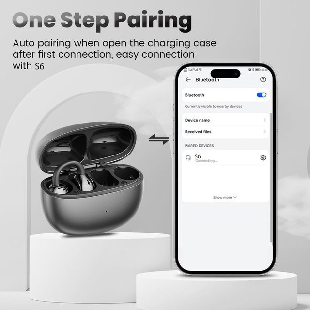 UYUXIO Clip-On Open-Ear Ohrhörer mit Bluetooth 5.4, Schwarz, 72 Stunden Akkulaufzeit - Bild 1