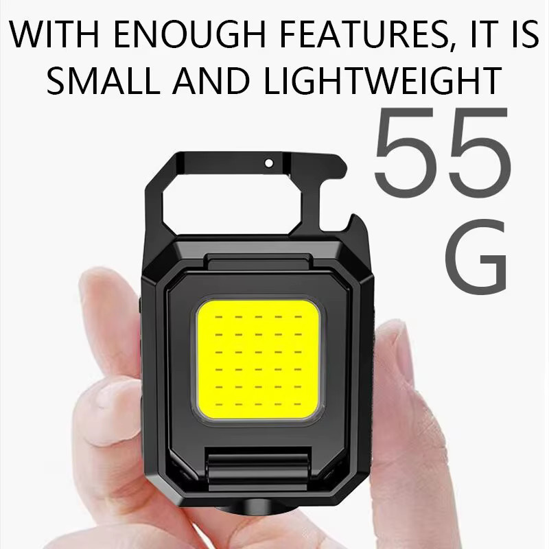 XIWANGFIRE COB-Arbeitsleuchte in Schwarz, USB wiederaufladbare LED-Taschenlampe mit magnetischer Befestigung und faltbaren Seitenlichtern - Bild 3