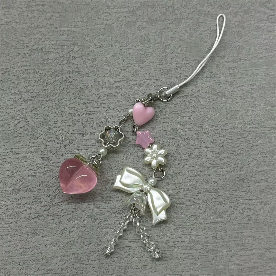 Anhänger Pfirsich, Schleife, Perle, Rosa, Damen - Bild 2