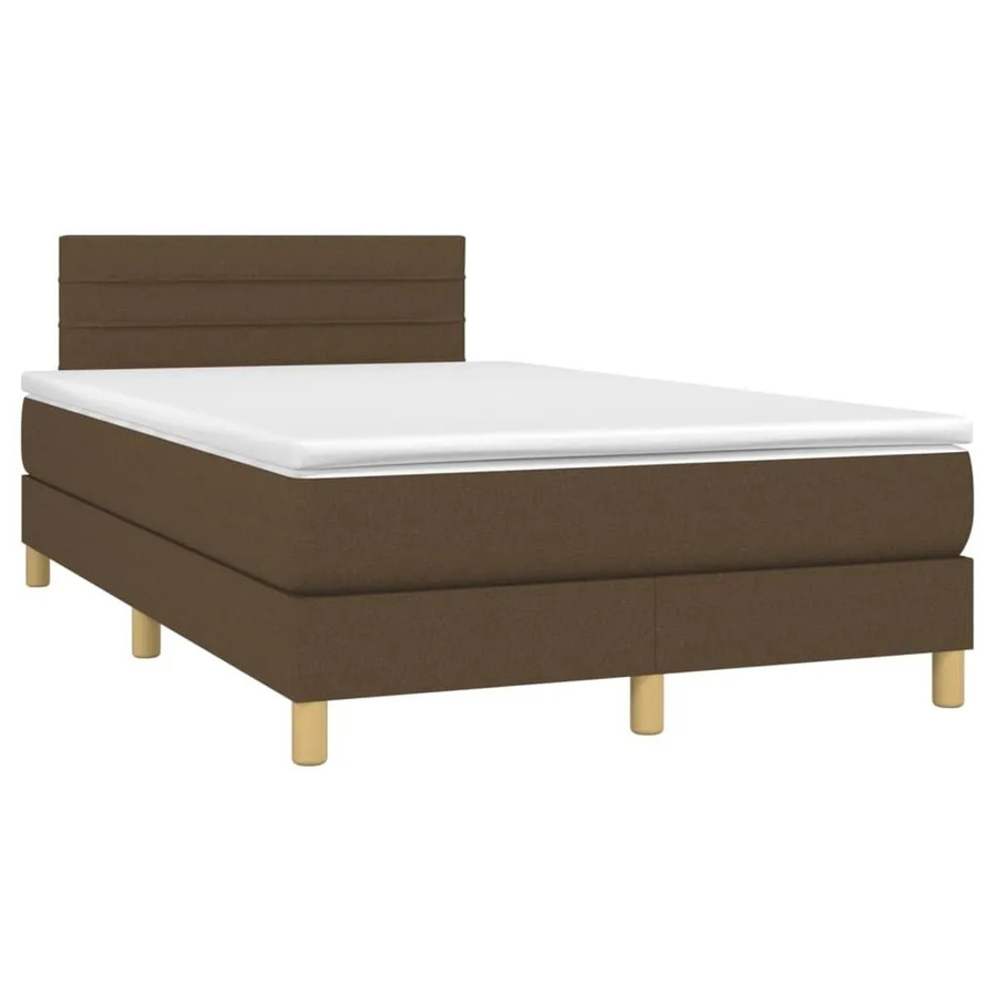 vidaXL Boxspringbett mit Matratze in Dunkelbraun, Hybridbett mit LED-Unterbettbeleuchtung und USB-Ladeport, B/T: 120 x 200 cm - Bild 2