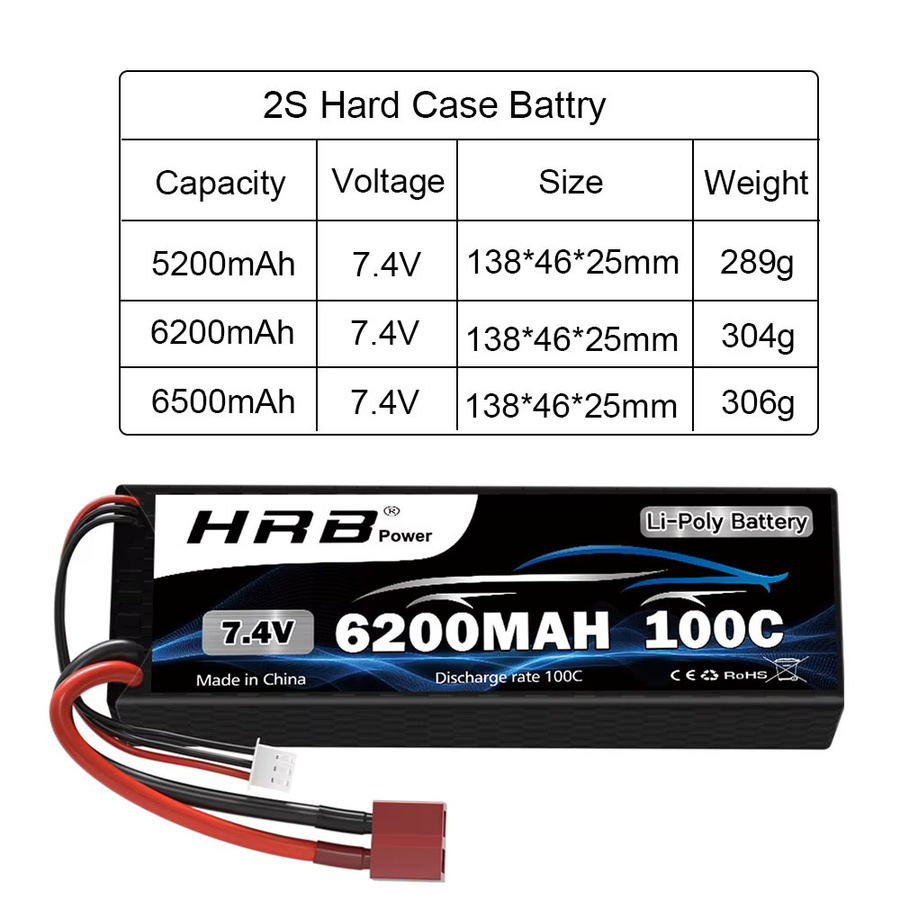 HRB RC Auto Lipo Batterie, Hardcase, mit Deans T Stecker - Bild 2