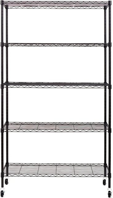 Karat homeliving Gitterregal Maya mit 5 Böden und Rollen, Schwarz, B/T/H: 89 x 34 x 150 cm - Bild 1