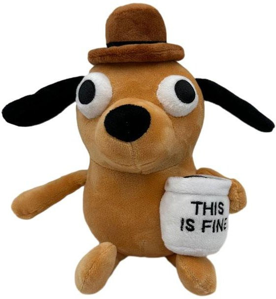 Yiran Health & Beauty This Is Fine Meme Kaffee Hund, Plüschtier, 25cm - Bild 1