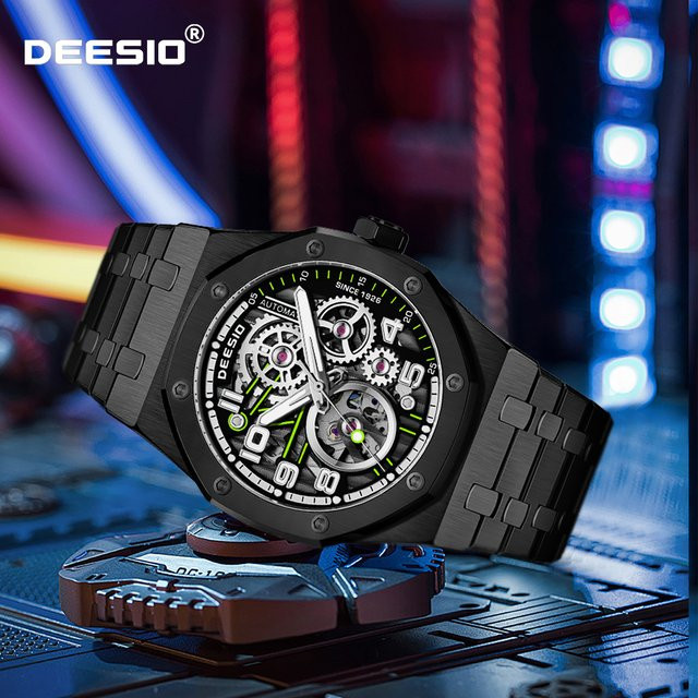 Deesio Armbanduhr Automatik, Edelstahl, Saphirglas, Schwarz, Herren - Bild 1