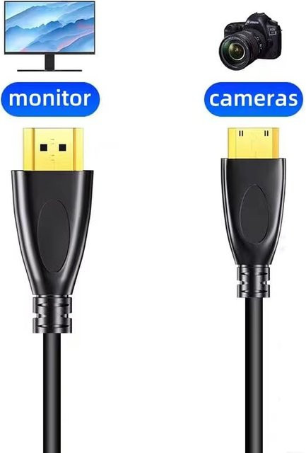 YECKTEGJ Mini-HDMI-zu-HDMI-Adapterkabel 1080p High Speed in Schwarz für PS4, PS5, Xbox, Kamera, Monitor, Projektor, Laptop und TV - Bild 1