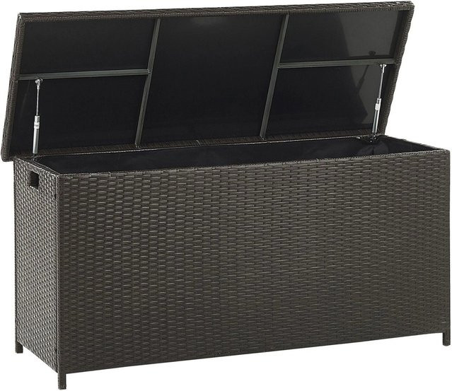 Beliani Truhe MODENA in Dunkelbraun im Boho-Stil aus Rattan für den Garten, B/T/H: 126 x 46 x 63 cm - Bild 1