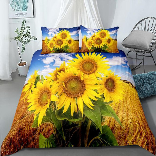 Binchi Outdoor Product Bettwäsche-Set Tropische Riesenblätter mit floralem Design in Gelb, Material Mikrofaser/Polyester, B/H: 135 x 200 cm - Bild 1
