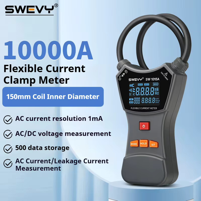 SWEVY Digitale flexible Stromzange mit LCD-Hintergrundbeleuchtung, AC/DC-Spannungsmess-Multimeter und Leckagetester, Schwarz - Bild 1
