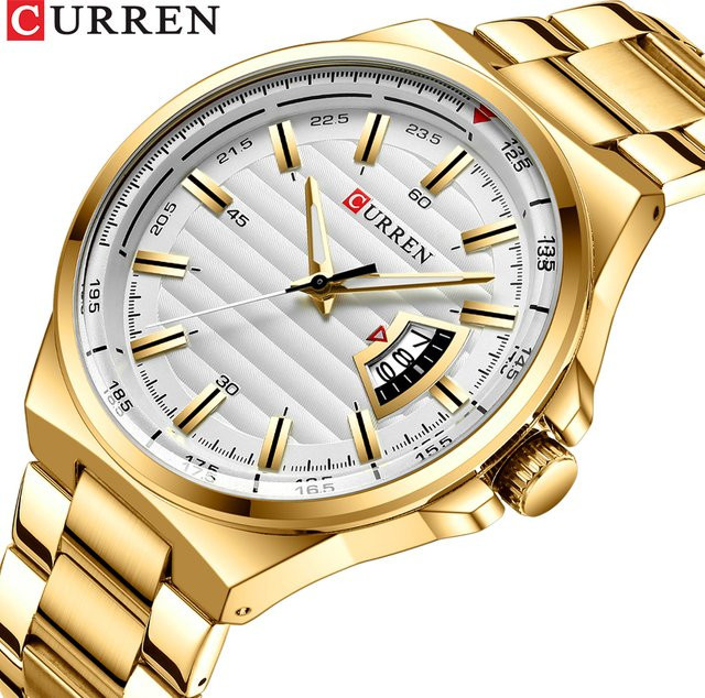 CURREN Armbanduhr, Quarz, Edelstahl, Gold, Weiß, Unisex - Bild 1