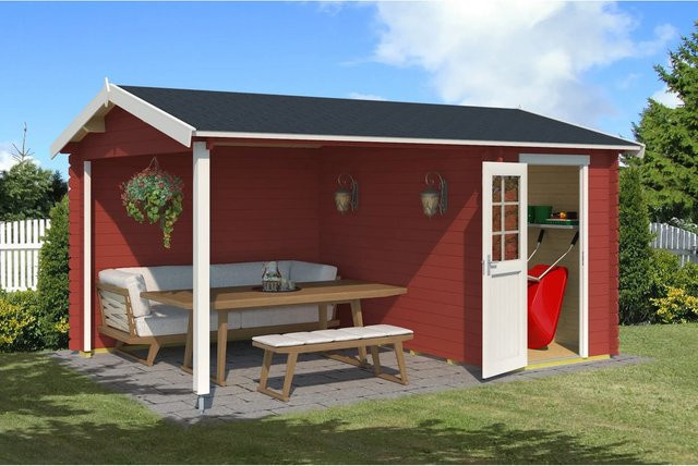 Lasita Maja Gartenhaus Wibo aus Fichtenholz mit Satteldach in Schwedenrot, B/H/T: 465 x 245,1 x 337,8 cm - Bild 1