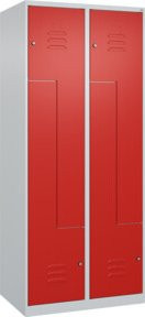 C+P Z-Spind Classic PLUS Spind mit 4 Fächern, Stahl, grau/rot, H x B x T: 185 x 80 x 50 cm, mit Zylinderschloss und Kleiderstange - Bild 1