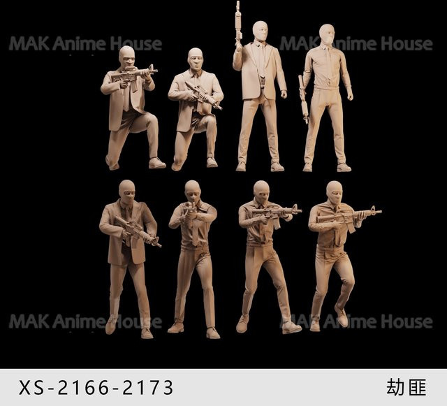 MAK Miniaturfiguren Männer in Anzügen mit Waffen, Unbemaltes Diorama-Modell - Bild 1