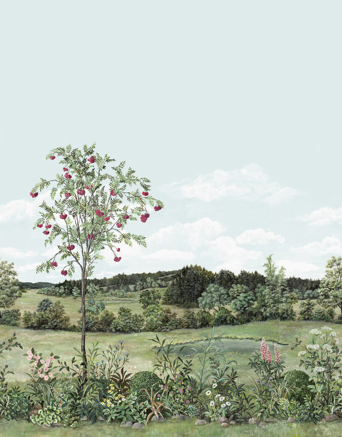 Nobilis Mural Sorbier des Oiseaux MHP50 Wandbild mit floralem Motiv in Grün und Multicolour - Bild 2