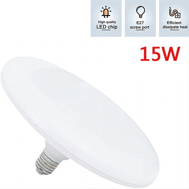 Szaoju LED UFO Deckenleuchte mit E27-Sockel, 15W, 6500k, Innenbeleuchtung für Garage und Haushalt - Bild 1