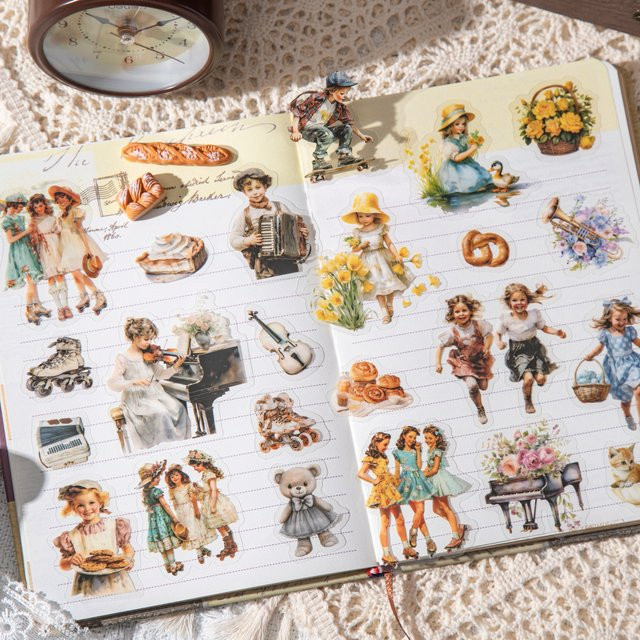 mr.paper Retro-Thema Kindheitszeit PET-Aufkleber für Scrapbooking und DIY Fotoalbum Collagen, 20 Blatt, Mehrfarbig - Bild 1